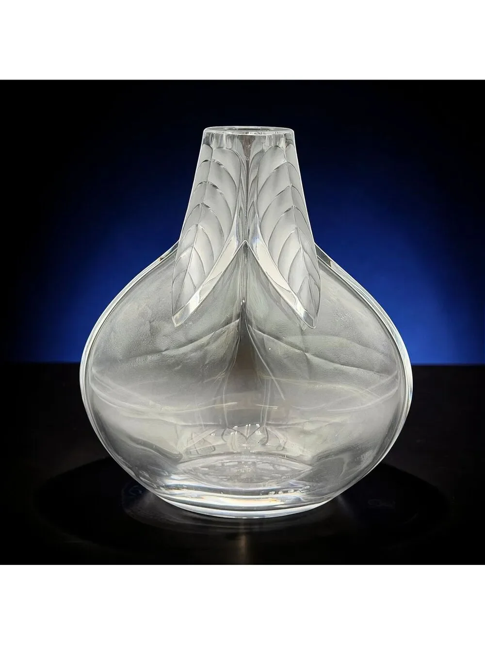 Vtg Lalique France Osumi Frosted Crystal Vase 